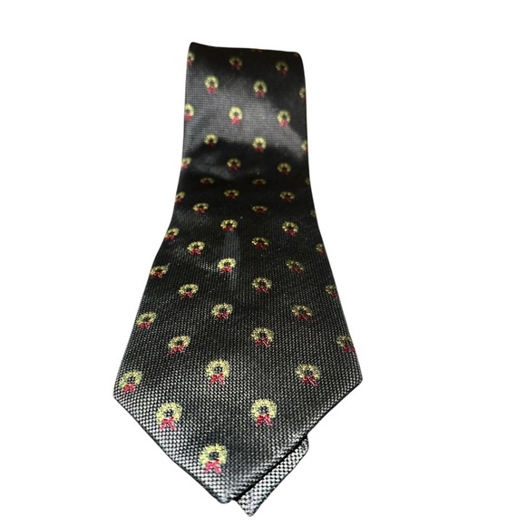 Henry Jacobson 100% Silk Holiday Tie – Wreath Pattern, Handmade - Picture 9 of 10